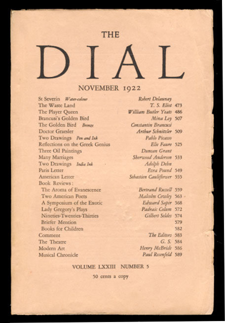 The Waste Land in The Dial November 1922., Eliot, T. S.